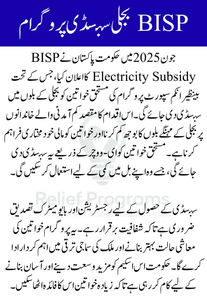 BISP Electricity Subsidy